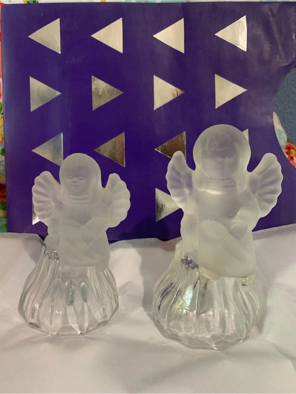 Set 2 Angel Bells 24% Lead Crystal Taiwan Vintage